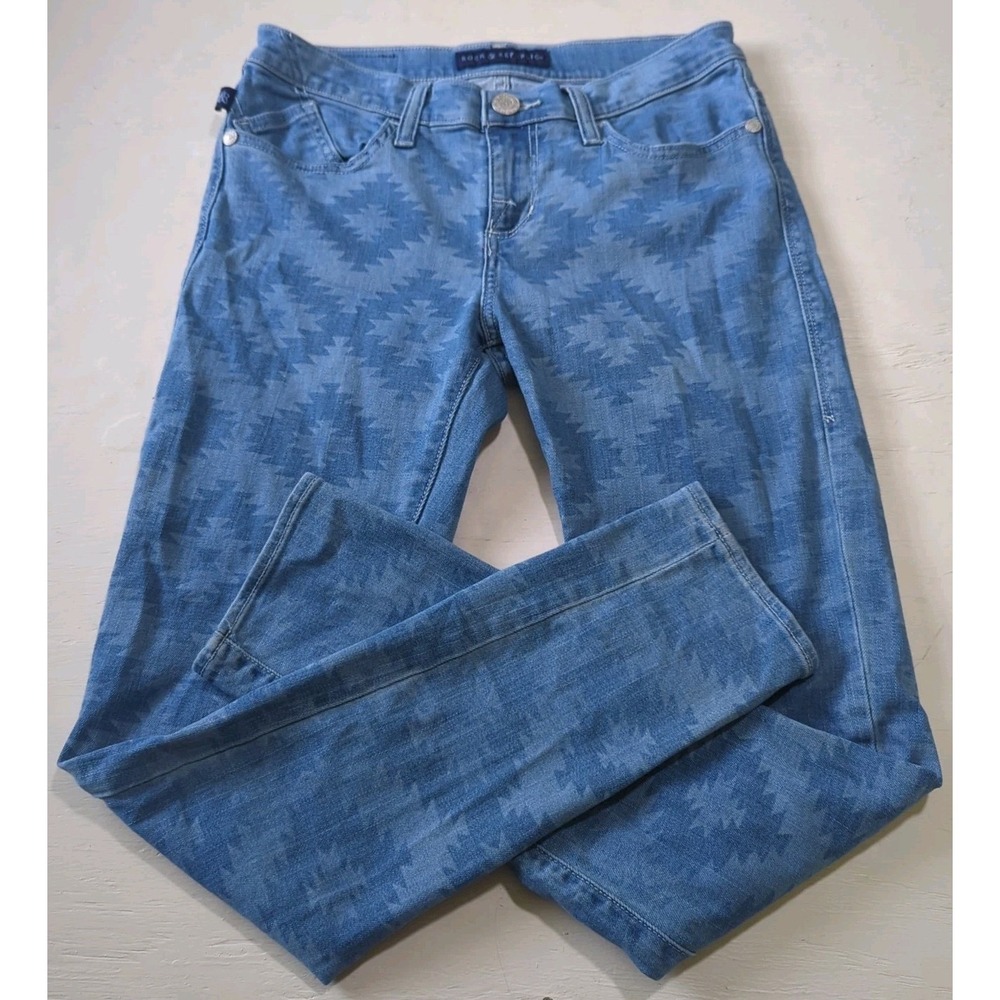 Rock & Republic Berlin Skinny Stretch Jeans All Over‎ Print Light Wash 8  EUC